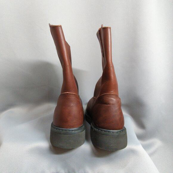 Rhino Work Boots Mens 9 Brown Leather Steel Toe 90222 Western - Picture 6 of 12